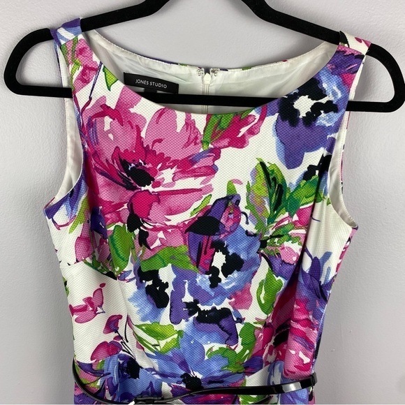 JONES Studio Pink Purple Floral Sleeveless Skater Dress Size 6 - Picture 3 of 12